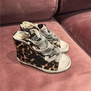 Golden Goose kids Brown and Gray High-Top Sneakers with Metallic - size 20